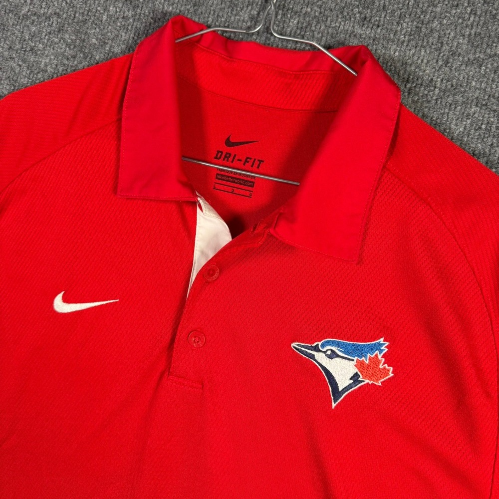 Nike Polo Shirt Mens Large Red Toronto Blue Jays Dri-FIT Short Sleeve 535637-658